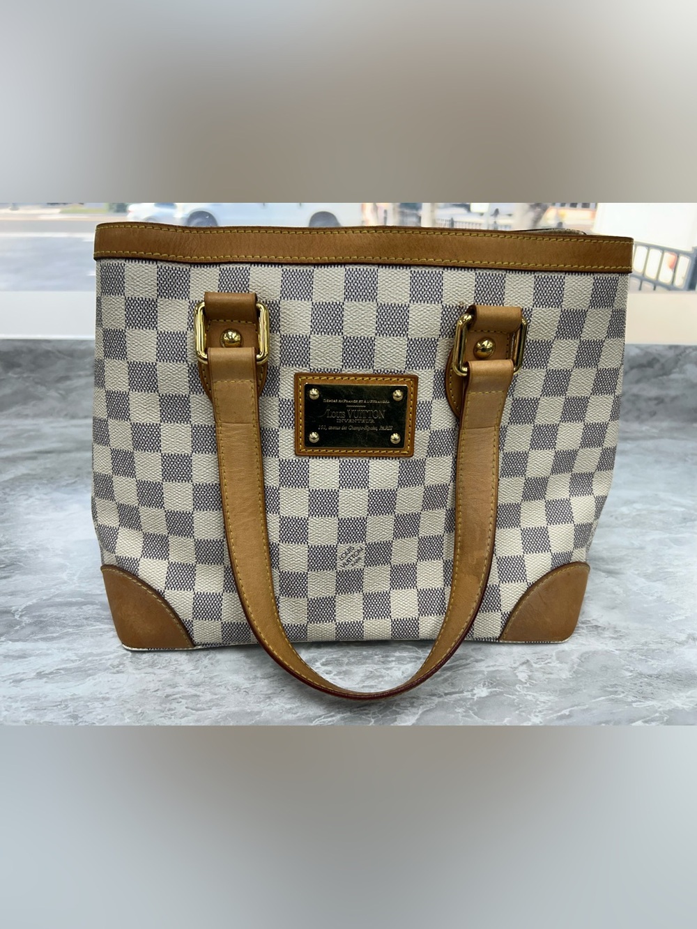 Louis Vuitton Damier Azur Hampstead PM Tote with Entrupy Certificate